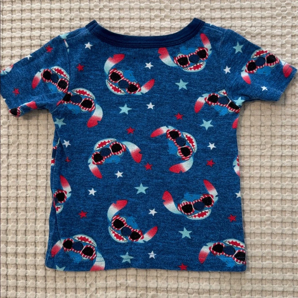 Disney Lilo & Stitch Toddler Pajamas Short Sleeve Unisex PJ Set Red White & Blue